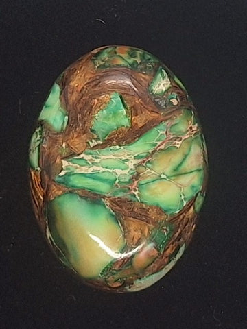 25x18mm  Green Copper Matrix Collage Cabochon Oval Flat Back Stone S2205C