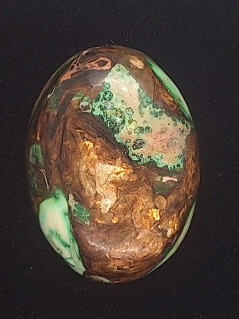 25x18mm Green Copper Matrix Collage Cabochon Oval Flat Back Stone S2205D