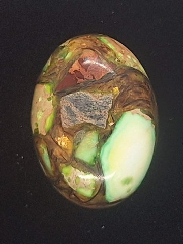 25x18mm Green Copper Matrix Collage Cabochon Oval Flat Back Stone S2205G