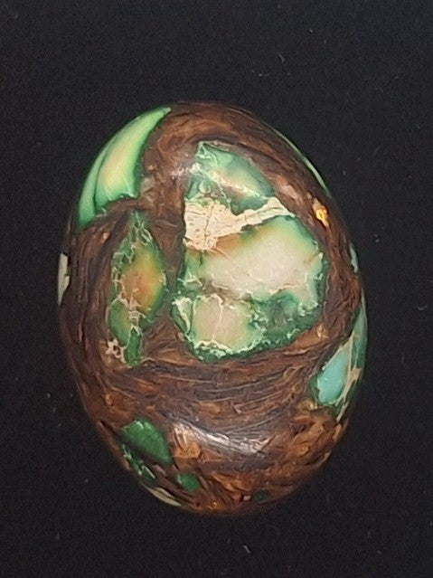 25x18mm Blue Green Copper Matrix Collage Cabochon Oval Flat Back Stone S2205H