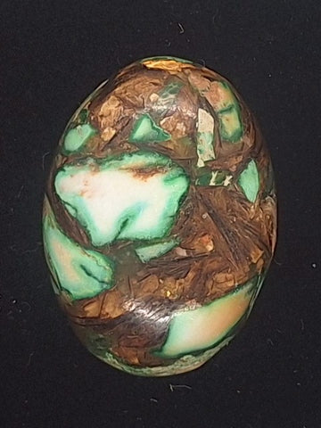 25x18mm Blue Green Copper Matrix Collage Cabochon Oval Flat Back Stone S2205J