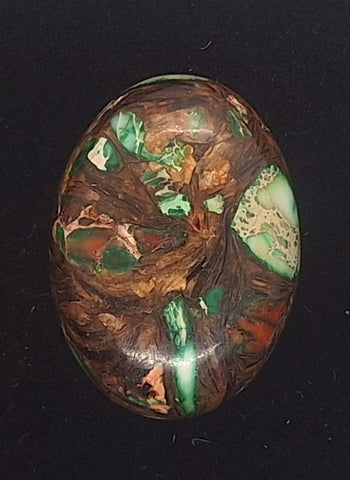 25x18mm Blue Green Copper Matrix Collage Cabochon Oval Flat Back Stone S2205K