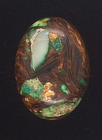 25x18mm Blue Green Copper Matrix Collage Cabochon Oval Flat Back Stone S2205L