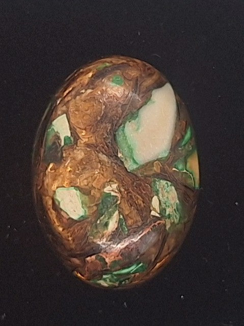 25x18mm Blue Green Copper Matrix Collage Cabochon Oval Flat Back Stone S2205i