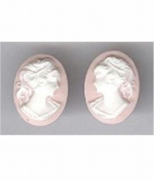 14x10mm pink and white ponytail girl matched pair resin cameo 103x