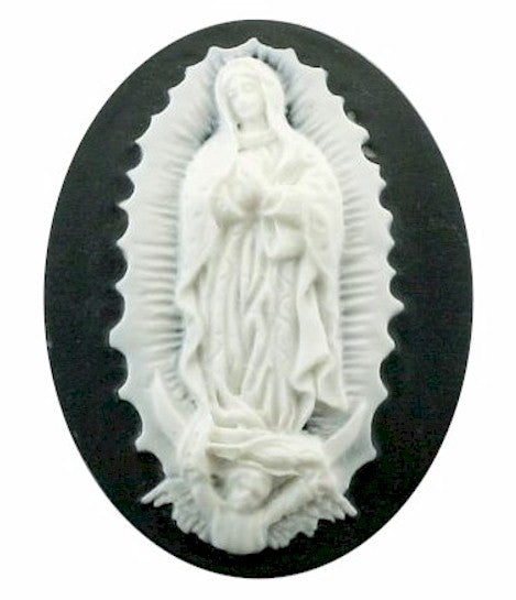 Our Lady of Guadalupe Resin Cameo 40x30mm Virgin Mother Mary Black White 10c