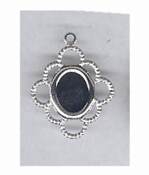 Silver 8x6mm filigree cameo setting with ring 112x