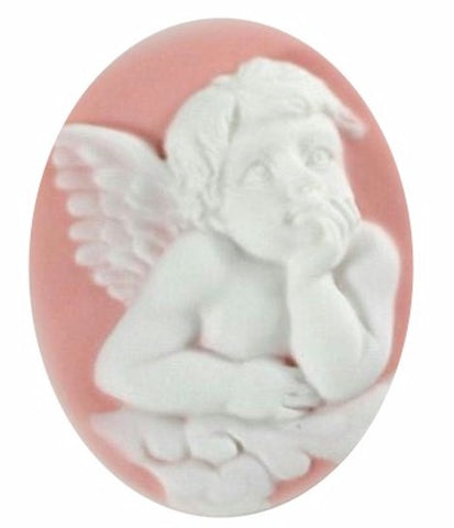 Resin Cameo 40x30mm Raphael Angel Pink and White  114A