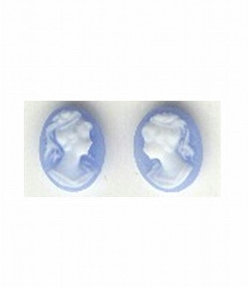 10x8mm blue and white ponytail girl matched pair resin cabochons cameos 148R