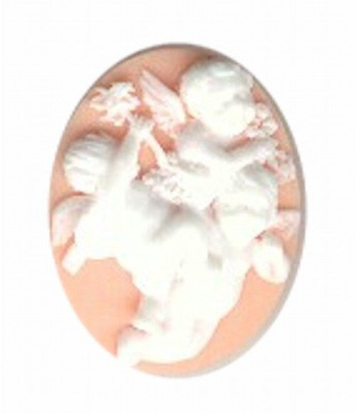 25x18mm Pink and White Angel Resin Cameo 159A