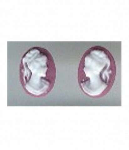 8x6mm purple and white ponytail girl matched pair resin cameos 162a profile pair