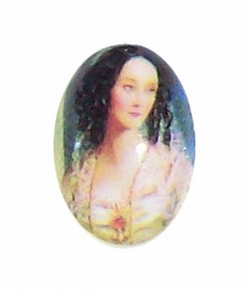 18x13mm Glass Cameo of  victorian lady with curls 189x