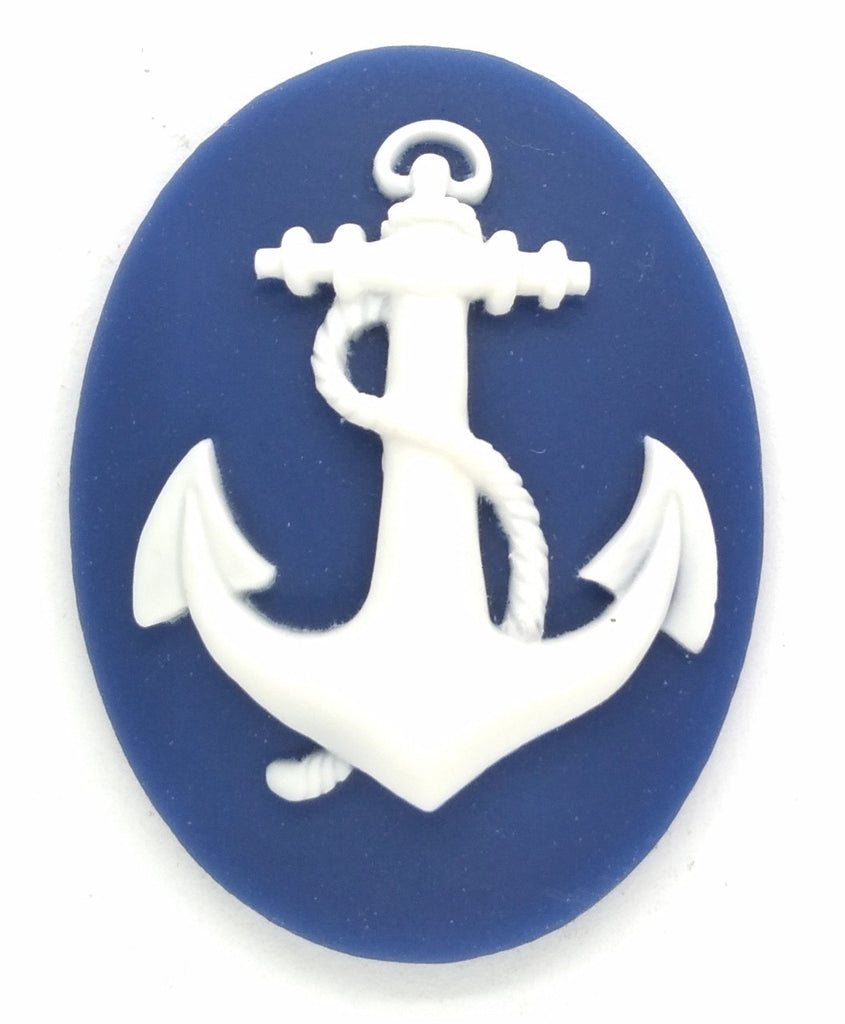 40x30mm Anchor Resin Cameo Blue Sailor Navy Marine 901x