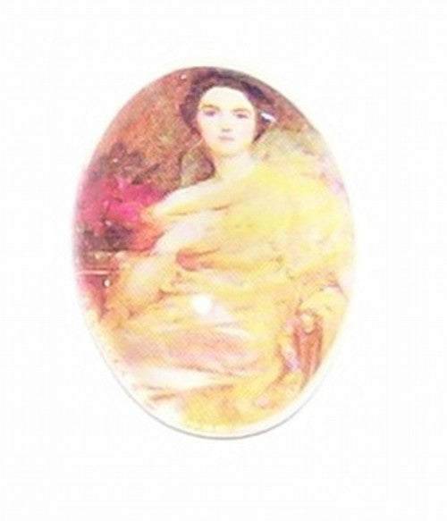 18x13mm Glass Cameo Lady with yellow dress 243x