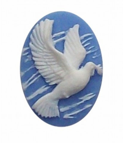 25x18mm Blue and white Dove with Olive Branch 258x