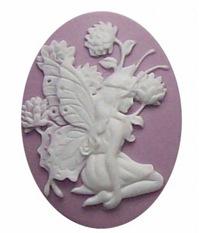 40x30mm Lilac and White Fairy Resin Cameo 265x
