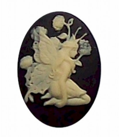 25x18mm Black and Ivory Fairy Cameo 268x