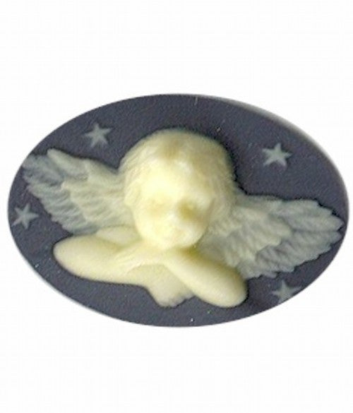Slate Blue and Ivory 40x30mm  Young Angel Resin Cameo 26A