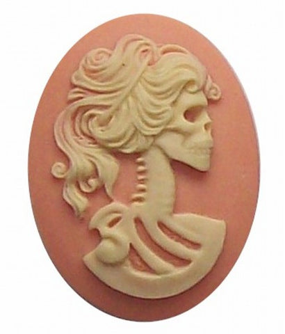40x30mm Pink and Ivory Skull Lolita Skeleton Resin Cameo 271x