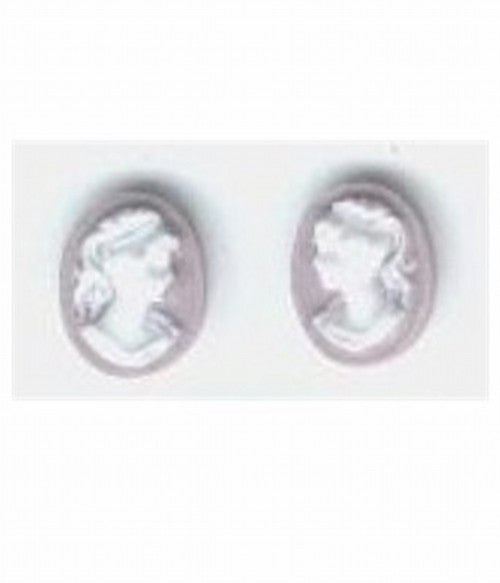 10x8mm lilac and white ponytail girl matched pair resin cabochon cameo 291q