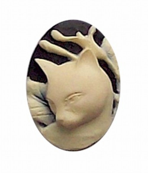 25x18mm Black and Ivory Cat Resin Cameo 299x