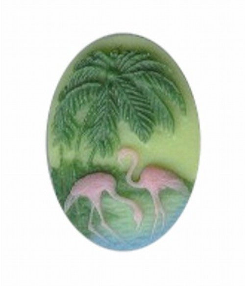 pink flamingo resin cameo 25x18mm tricolor jewelry supply  29A