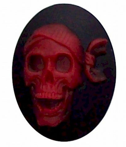  40x30mm Resin Black and Red Skull Skeleton Cameo 310x