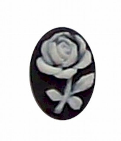 14x10mm black and ivory Rose Resin Cameo 312x