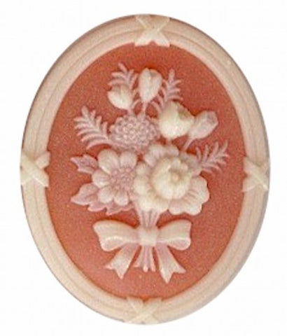  41x33mm Carnelian and White Flower Bouquet Vintage Resin Cameo 345R