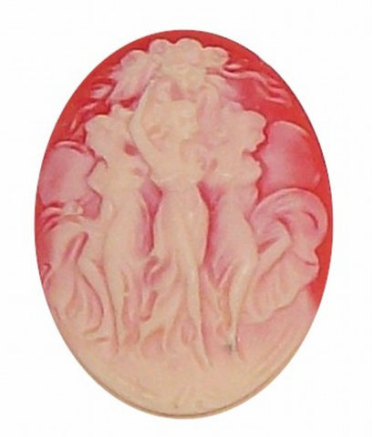 Three Girls with Flowers Carnelian and Ivory 40x30mm Resin Cameo 353x