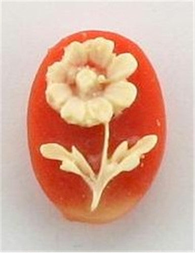 14x10mm Carnelian and Ivory Flower Resin Cameo 354x