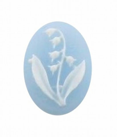 14x10mm Blue and White Lily of the Valley Resin Cameo 356x