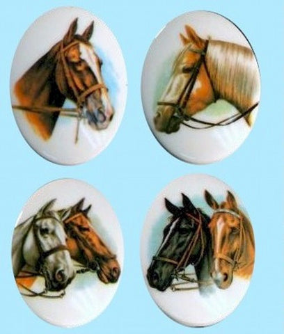 Horse Equestrian Cameos Set of 4 images 40x30mm Plastic 357x