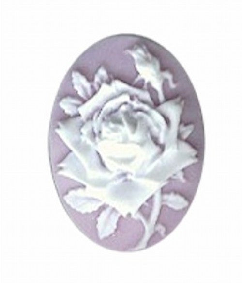 Cameo 25x18mm lilac and white rose resin jewellery supplies 35A