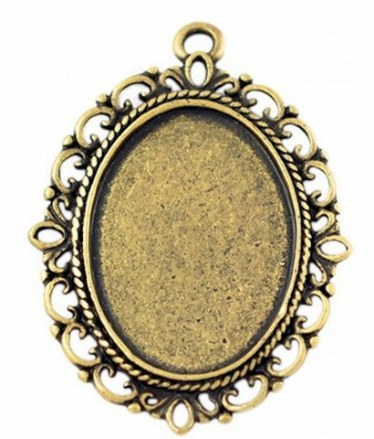25x18mm Antique Gold Cabochon Setting with Ring 370x