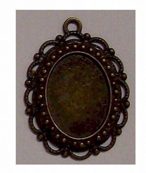 Antiqued Bronze 18x13mm -  18x14mm Cameo Setting with Ring 389x