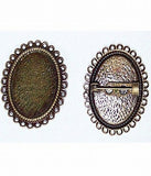 Closeout - 19pcs. Cabochon Brooch Setting with Pin back 25x18mm Antique Bronze  468x