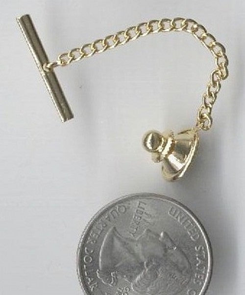 Gold Tie Tack Clutch with Bar and Chain Tie Tack Finding 487q