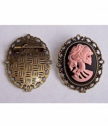  Antique Bronze 25x18mm Cabochon Brooch Setting with Pin Back 495x