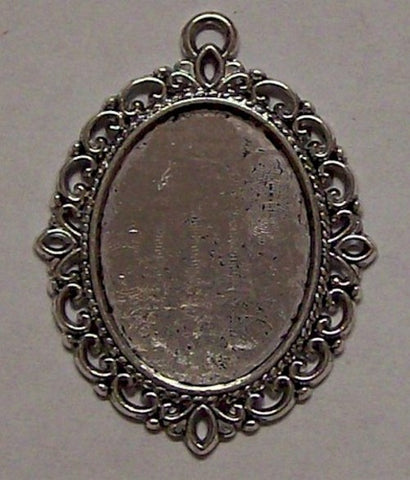 25x18mm Antique Silver Cabochon Setting with Ring 522x