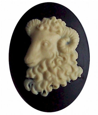 40x30 Resin Zodiac Cameo Aries the Ram Black and Ivory 555x