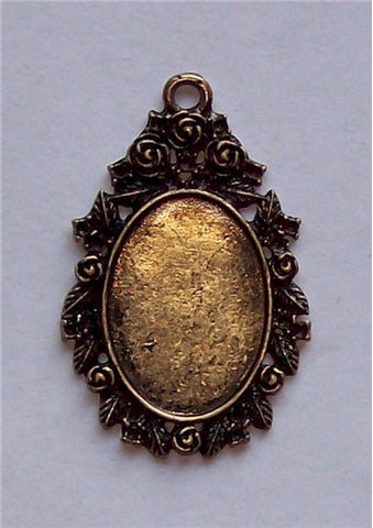 Antique Bronze 25x18mm Flower Cameo Setting with Ring 578x