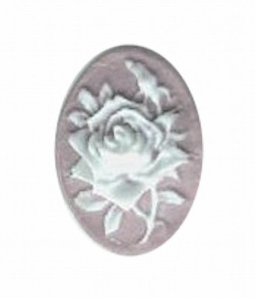 18x13mm lilac and white resin rose cabochon cameo 579q