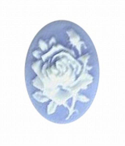 18x13mm blue and white resin rose cabochon cameo 582q