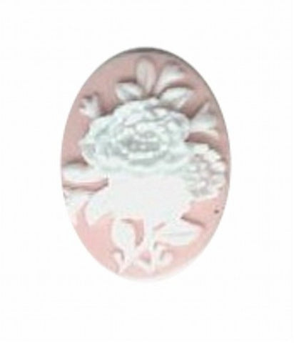 18x13mm pink and white resin flower cameo 583q