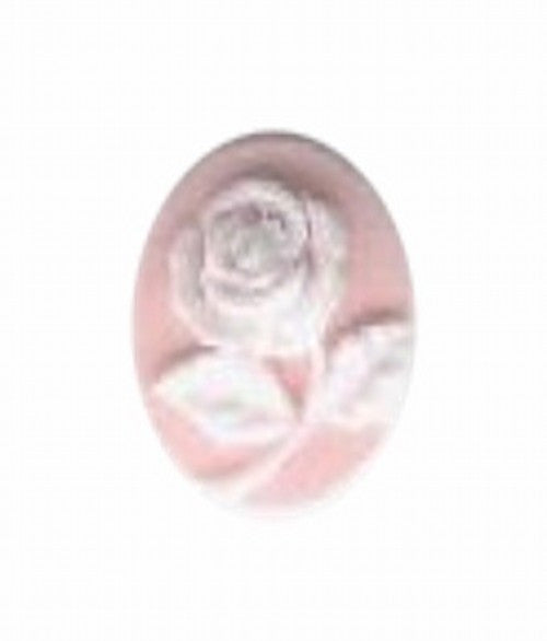 10x8mm Pink and White Rose Flower Resin Cameo Cabochon  585q