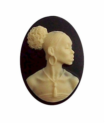 African American Black Woman Resin 25x18 Cameo Black and Ivory 608x