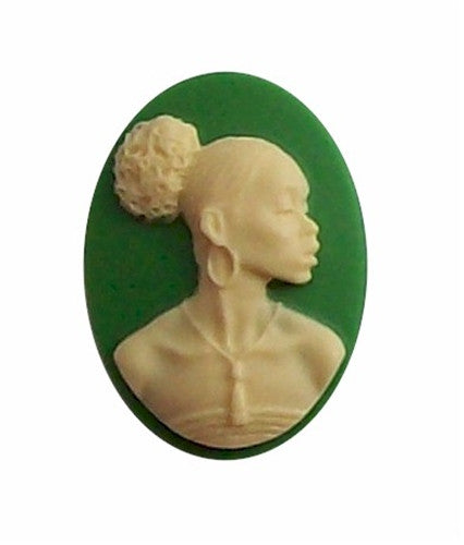 African American Black Woman Resin 25x18 Cameo Green and Ivory 609x