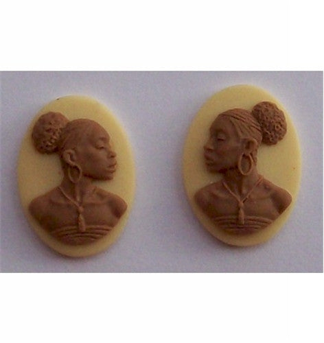 African American Cameo 18x13 Matched Pair Brown and Ivory Resin Cameos 617x