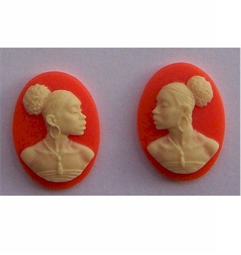 African American Cameo 18x13 Matched Pair Carnelian Orange and Ivory Resin Cameos 618x